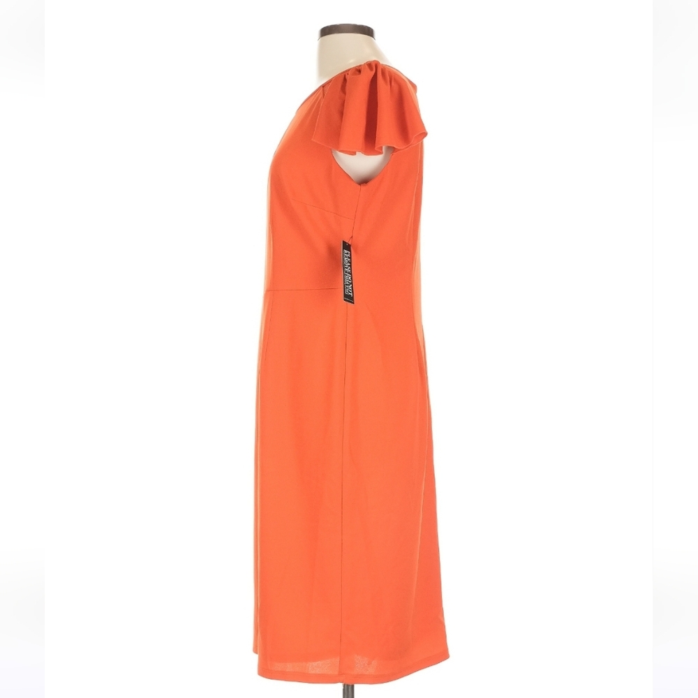 New York & Company Vibrant Orange Midi Dress, Orange, Size L - Picture 6 of 9